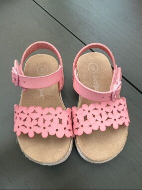 Girls' Pink Floral Cutout Sandals